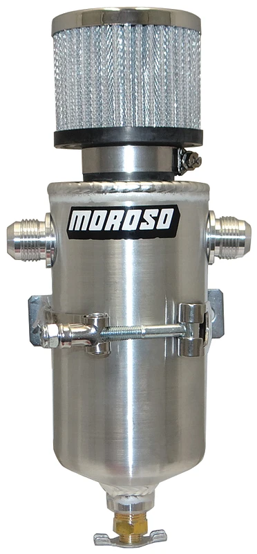 Moroso Breather Tank/Catch Can - Two -10AN Male Fittings - Aluminum