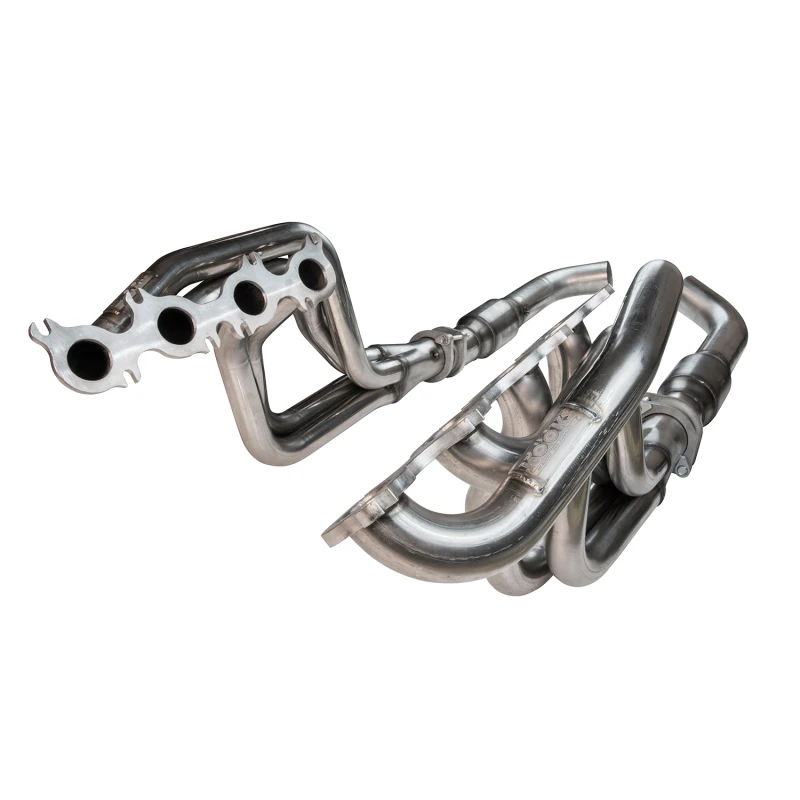 Kooks 15+ Mustang 5.0L 4V 1 7/8 Zoll x 3 Zoll SS-Header mit grünem Catted-OEM-Anschluss. Rechtslenker
