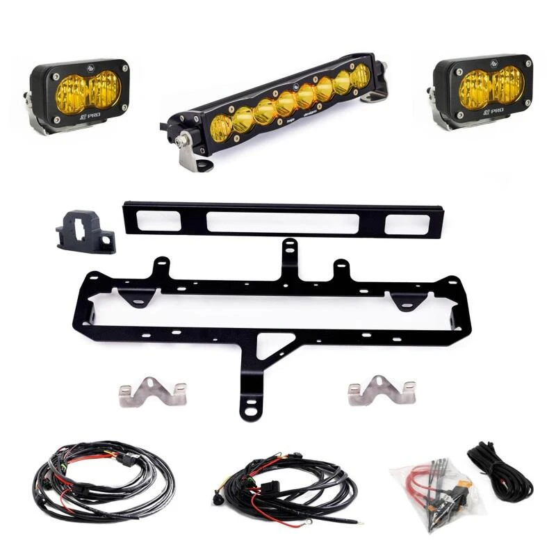 Baja Designs 2024+ Toyota Tacoma S8 10in Light Bar / S2 Pro TRD Pro Grille Conversion Light Kit