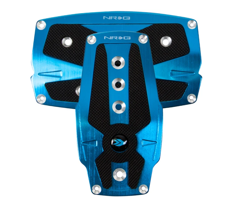 NRG Brushed Aluminum Sport Pedal A/T – Blue mit schwarzen Gummieinsätzen