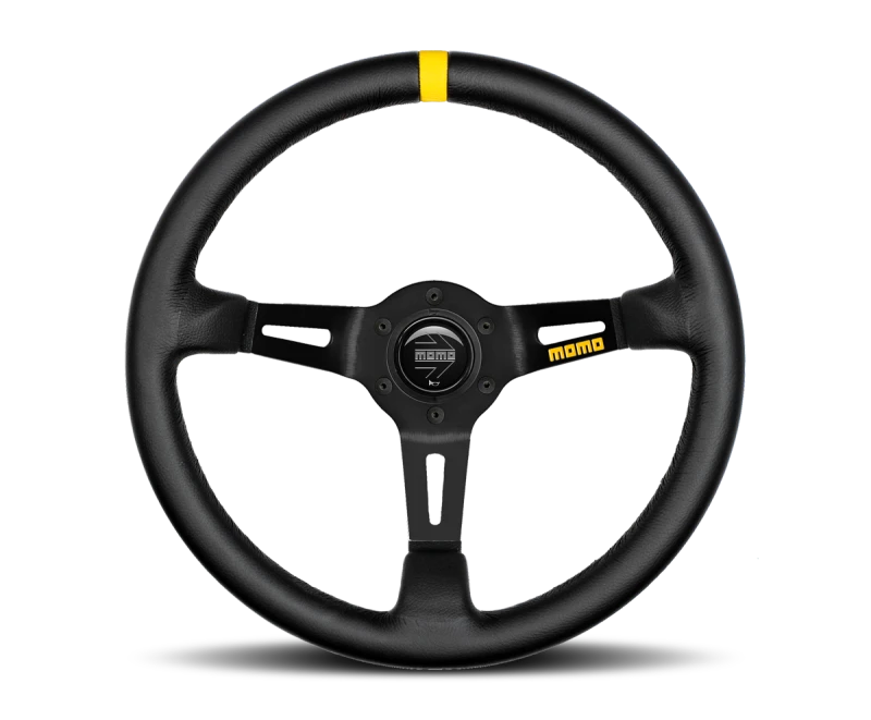 Momo MOD08 Steering Wheel 350 mm -  Black Leather/Black Spokes/1 Stripe