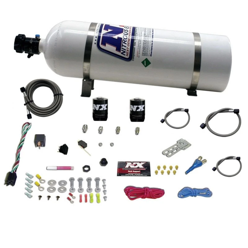 Nitrous Express Alle Dodge EFI Einzel-Düse Nitrous Kit (35-150PS) mit 15lb Flasche
