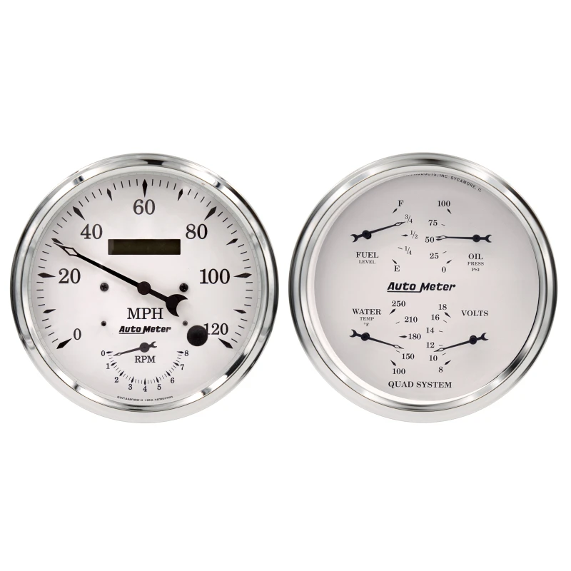 Auto Meter Old Tyme Weißes Quad & Tach/Speedo 5 Zoll - 2-teilig