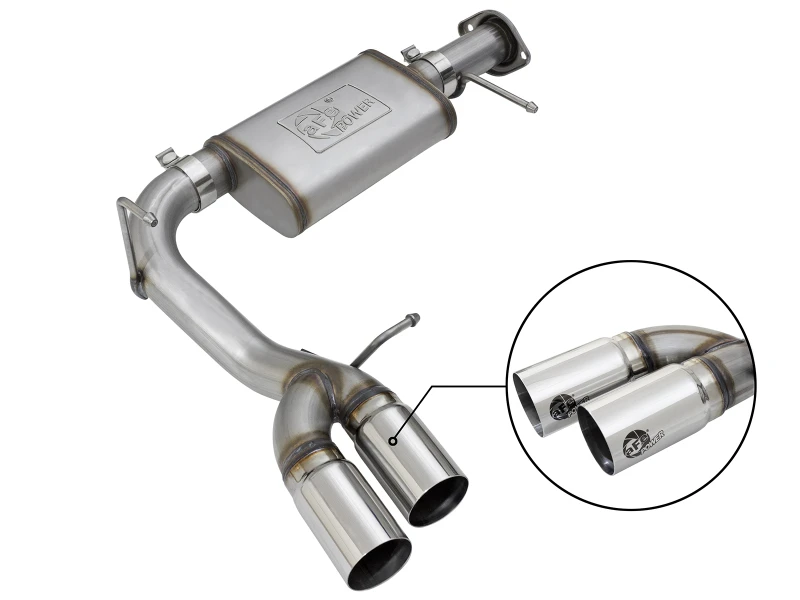 aFe Rebel Series CB 3 Zoll mittlerer Seitenausgang SS Exht mit polierten Spitzen 15-17 Chevy Colorado / GMC Canyon