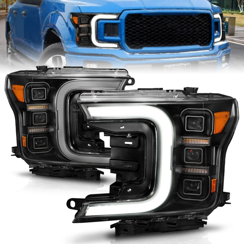 Anzo 18-20 Ford F-150 Voll-LED-Projektor-Lichtleiste-Scheinwerfer Schwarz Amber