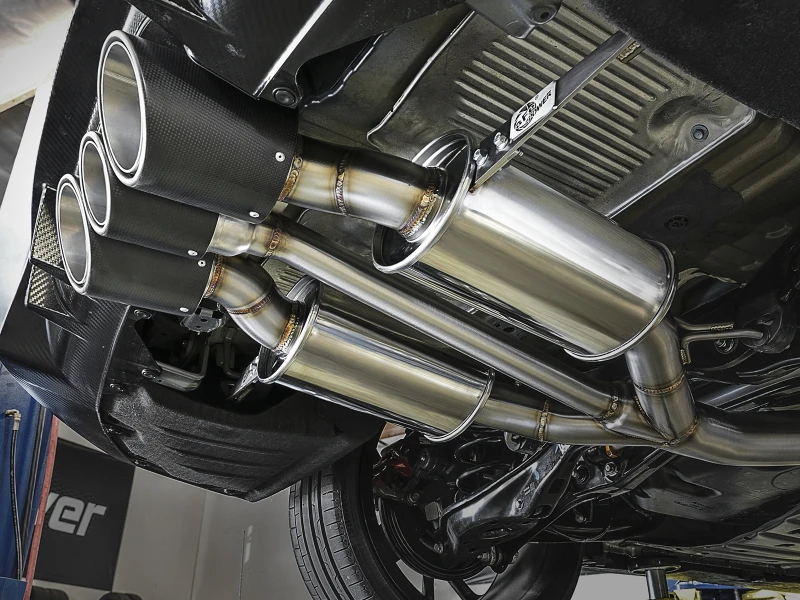 aFe POWER Takeda 2-1/2in auf 2-1/4in 304SS Catback Dual-Exit Auspuff 17+ Honda Civic Type R mit CF-Tips