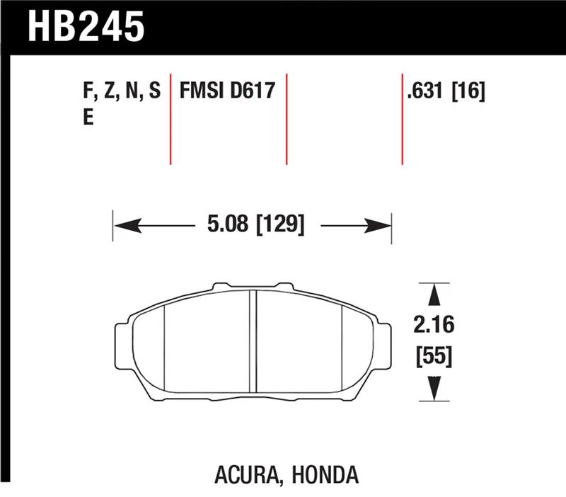 Hawk 1997-2001 Acura Integra GS HPS 5.0 Vordere Bremsbeläge