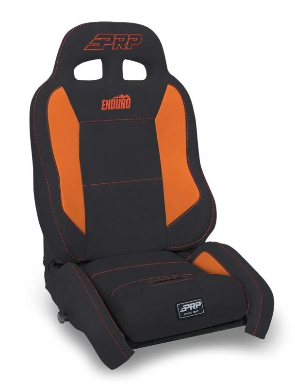 PRP EnduroCrawl Reclining Suspension Seat - Black/Orange Vinyl - Passenger