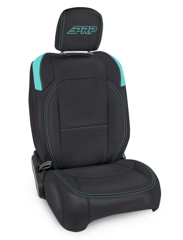 PRP Jeep Wrangler JL Front Seat Covers Jeep Gladiator JT- with Molle Back (Pair) - Black/Teal