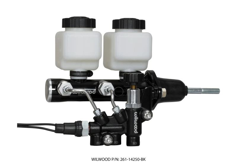 Wilwood Tandem Remote M/C Kit w L/H Brkt & Prop Valve - 15/16in Bore Black-W/Pushrod