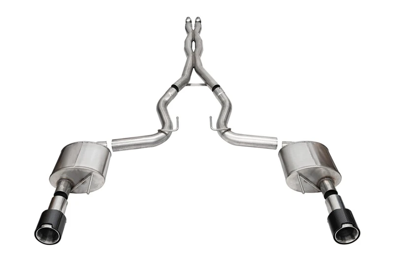Corsa 2024 Ford Mustang GT Coupe 3in Xtreme Cat-Back Exhaust - 4.5in Carbon Fiber Tips