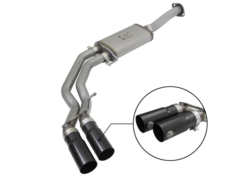 aFe Rebel Auspuff 3 Zoll SS Cat-Back 15-16 Ford F-150 EcoBoost V6 2,7/3,5L V8 5,0L mit schwarzen Endrohren