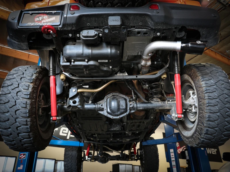 aFe 20-21 Jeep Wrangler Großbohr-HD 3 Zoll 304 Edelstahl DPF-Back Abgasanlage - Schwarze Spitze