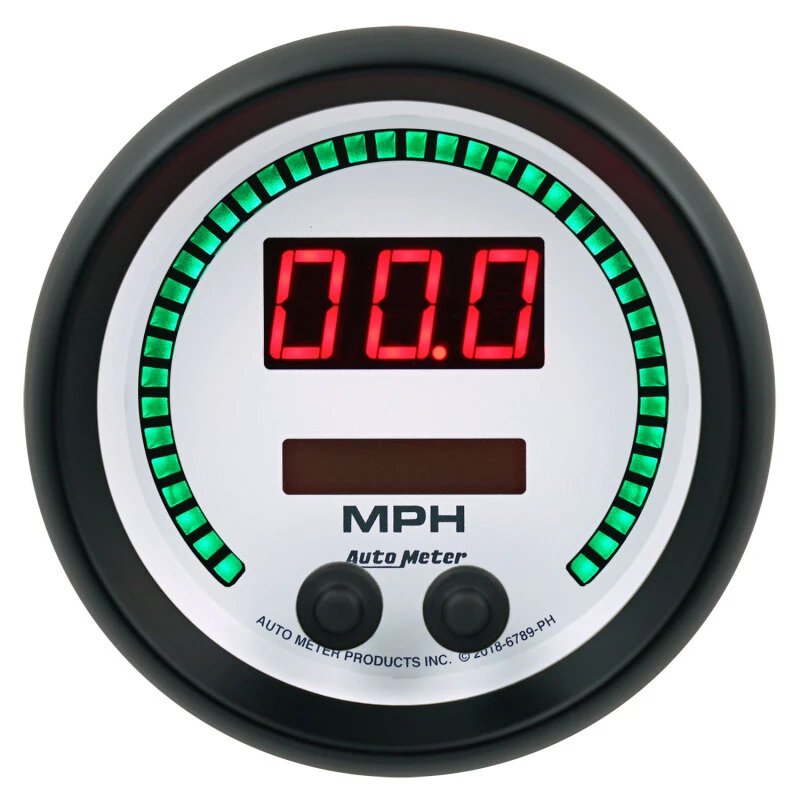 Autometer 85,7mm Weiß Umschaltbar 260 MPH / 260 KM/H Tachometer Phantom Elite Digital