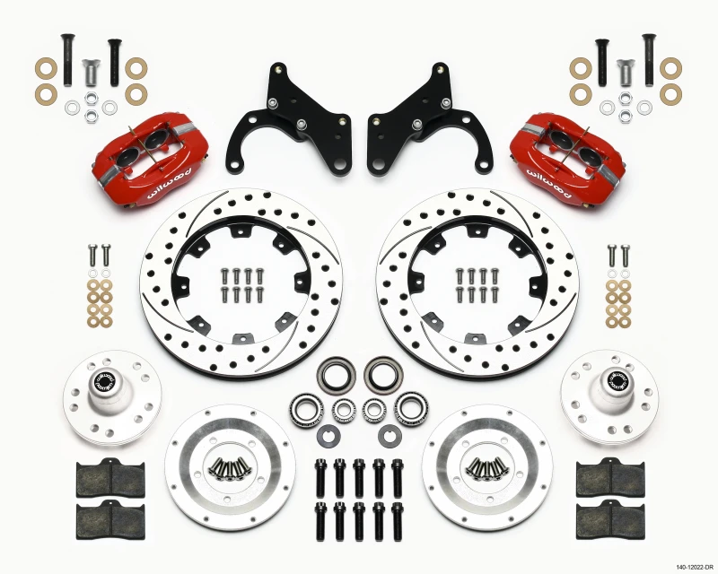 Wilwood Forged Dynalite Vorderrad-Kit 12,19 Zoll gebohrt rot 65-68 Chevy Impala -Trommel-Spindel