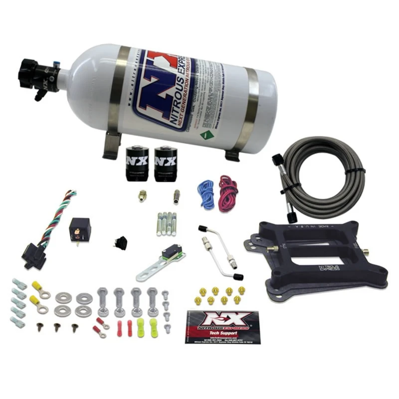 Nitrous Express 4150 4-BBL/Benzin Nitrous Kit (100-500PS) mit 10lb Flasche