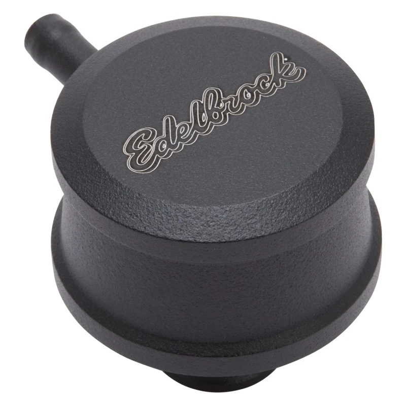 Edelbrock PCV für Ventildeckel Aluminium Rund Push In mit 90-Grad-Anschluss Atemschutz
