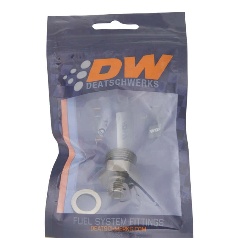 DeatschWerks 8AN ORB-Männlich auf 14 x 1,5 metrisch männlich (inkl. O-Ring und Crush-Washer)