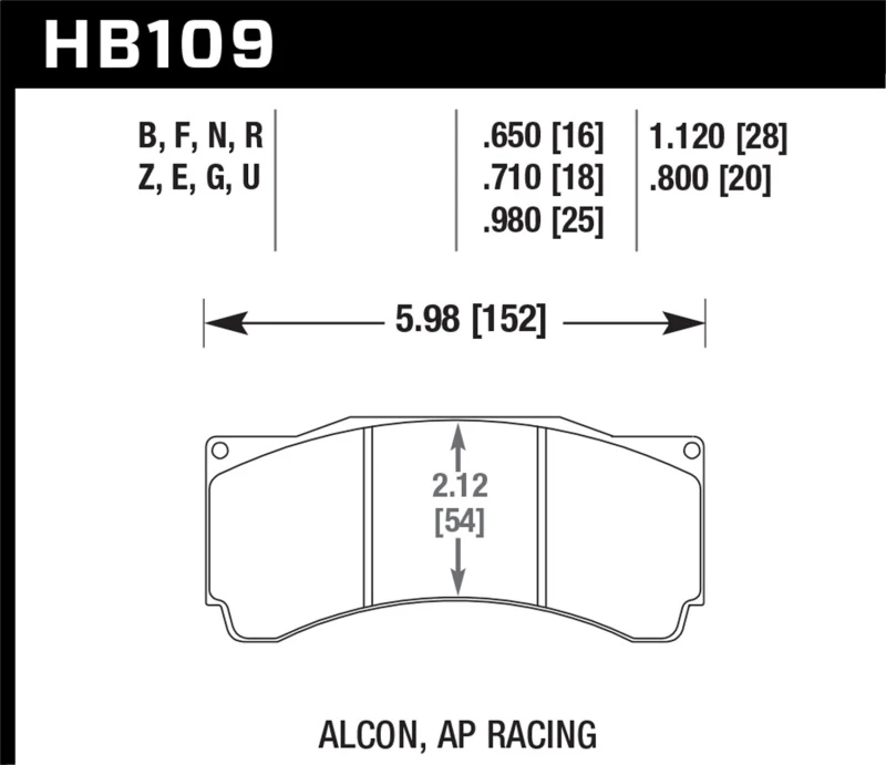 Hawk Alcon TA-6 / AP Racing CP5060-2/3/4/5ST / AP Racing CP5555 / Rotora FC6 HP+ Straßenbremsbeläge
