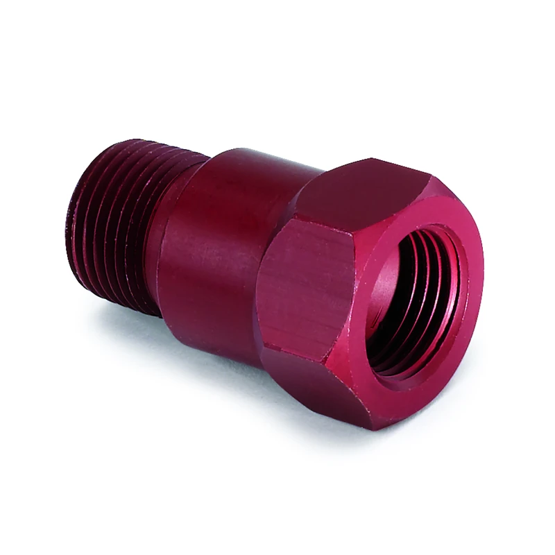 AutoMeter Fitting Adapter 3/8in. NPT Male Aluminum Red For Mech. Temp. Gauge
