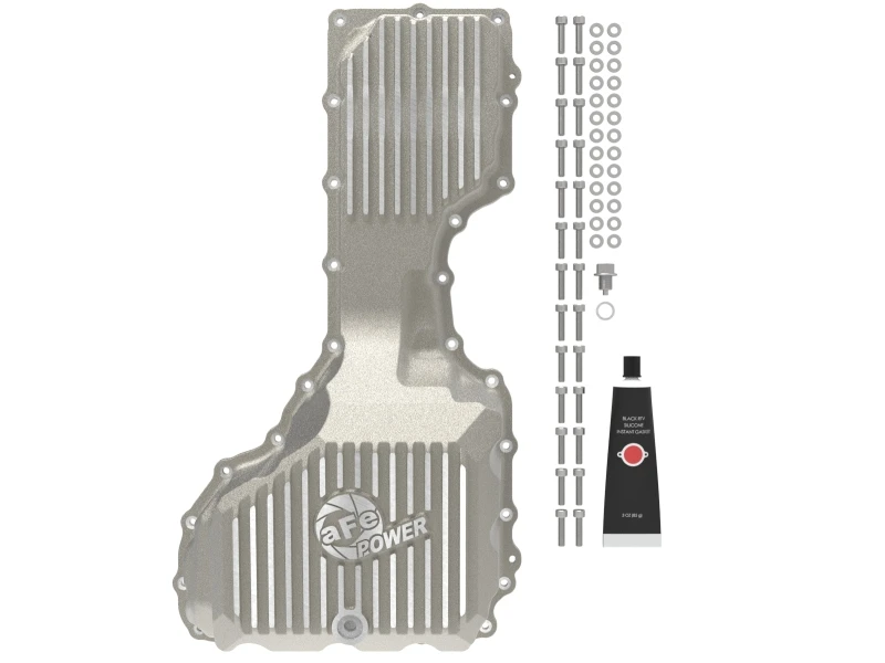 aFe GM Diesel Trucks 17-19 V8-6.6L L5P POWER Street Series Engine Oil Pan Raw w/ Machined Fins