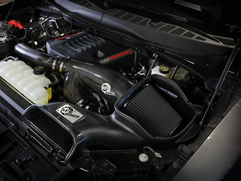 aFe 21-24 Ford F150 Raptor Track Series Carbon Fiber Kaltluft-Einlasssystem mit schwarzem Pro 5R Filter