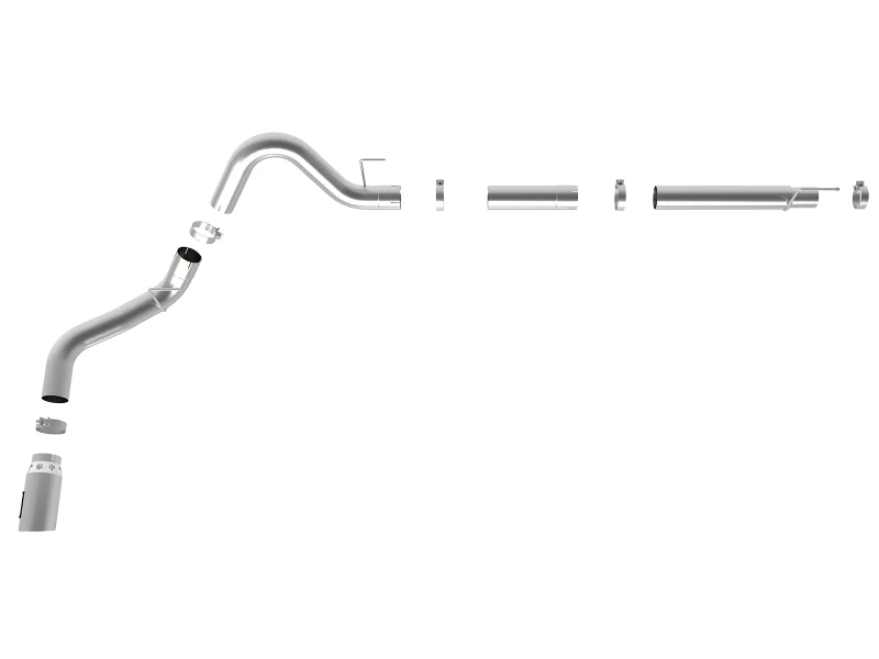 aFe Large Bore-HD 4 Zoll 409 Edelstahl DPF-Back Auspuff 18-19 Ford F-150 V6-3.0L (td) mit polierter Spitze