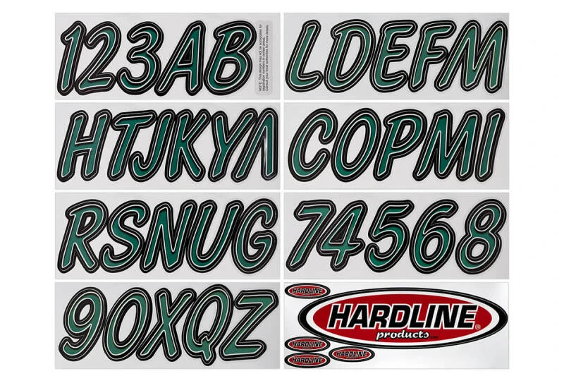 Hardline Boat Lettering Registration Kit 3 in. - Forest Green/Black