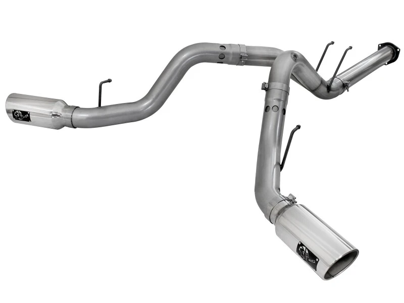 aFe Large Bore-HD 4 Zoll 409 Edelstahl DPF-Back Auspuff mit polierten Endrohren 15-16 Ford Diesel Truck
