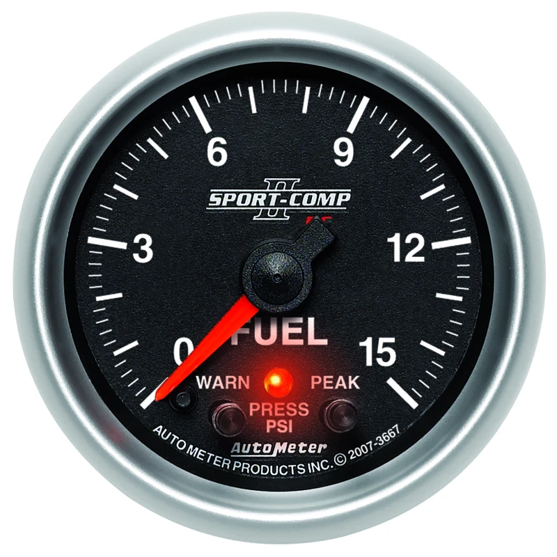 Autometer Sport-Comp II 2-1/16in 0-15 PSI Kraftstoffdruckanzeige