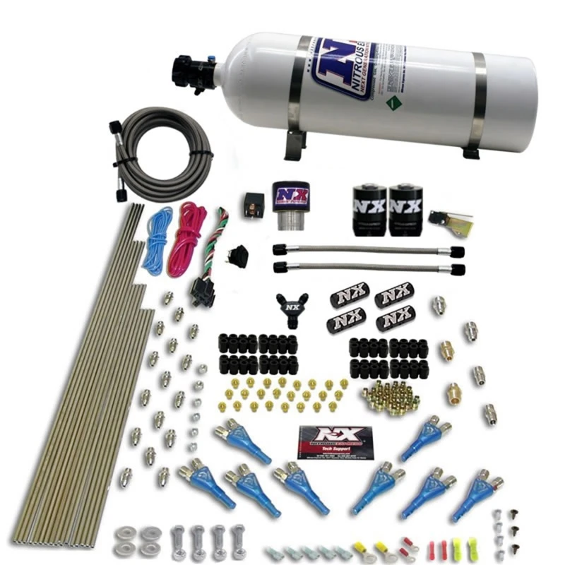 Nitrous Express Pro-Shk/Gas (200-600PS) 2 Kraftstoff 1 Supershark Solenoid Nitrous Kit mit 15lb Flasche