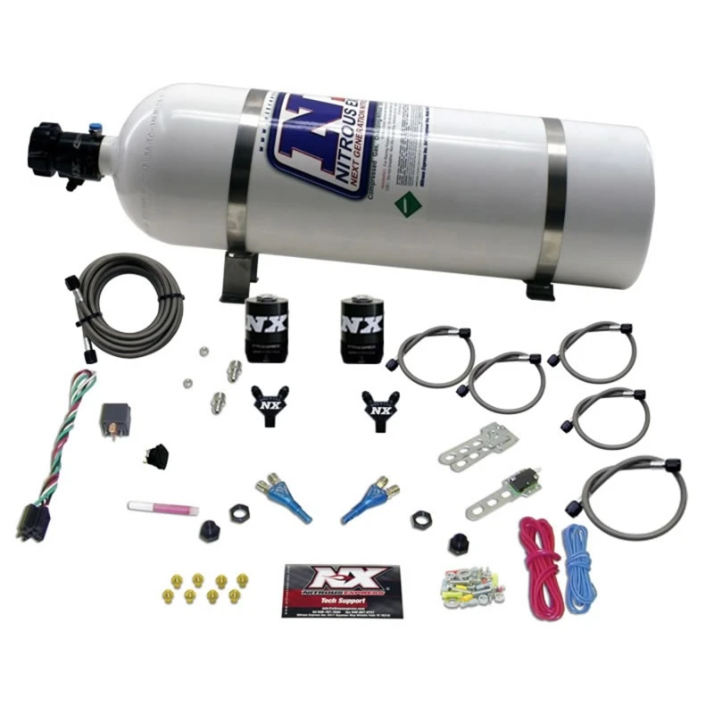Nitrous Express GM EFI Dual-Düse-Nitrous-Kit (100-300PS) mit 15lb-Flasche