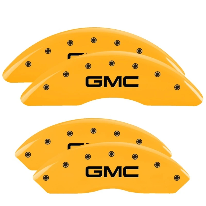 mgp_34210SGMCYL-67974ccd7167b MGP 4 Bremse Caliper Abdeckungen Graviert Vorne & Hinten GMC Gelb Finish Schwarz Zeichen