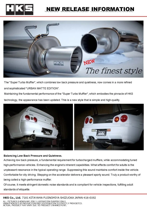 HKS Super Turbo Muffler Urban Matte Edition für 1989–1994 Nissan Skyline GT-R E-BNR32 RB26DETT