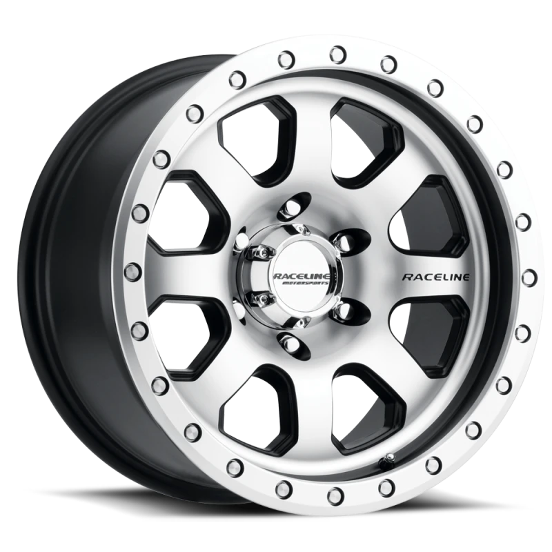 Raceline 929M Avenger 17x9in / 5x139.7 BP / -12mm Offset / 107.95mm Bore - Black & Machined Wheel