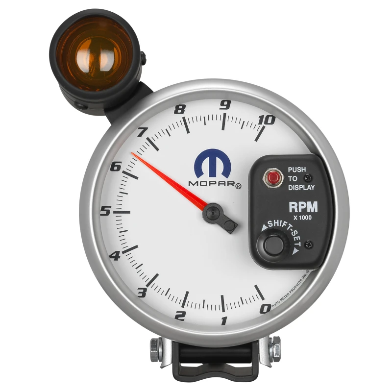Autometer Mopar 5 Zoll / 10.000 U/min / Sockelmontage Weißer Drehzahlmesser mit Schaltpunktanzeige