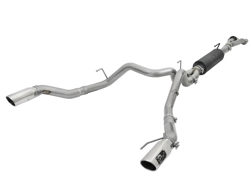 aFe MACHForce-XP 3 Zoll auf 3-1/2 Zoll 304 SS Cat-Back Auspuffanlage mit polierten Endrohren für Ford F-150 Raptor 3.5L (2017-2018)