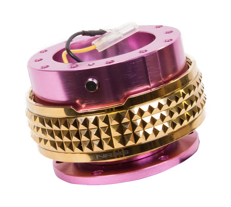 NRG Quick Release Kit – Pyramid Edition – Pink Body / Chrome Gold Pyramid Ring
