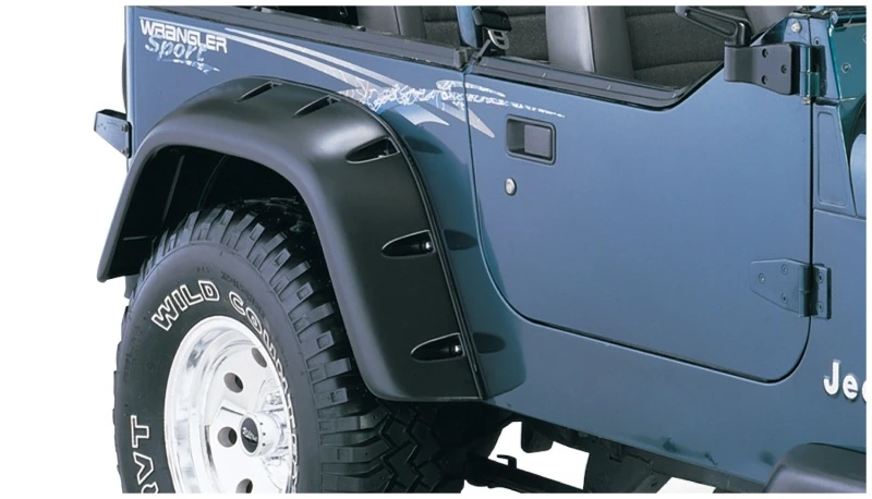 Bushwacker 87-95 Jeep Wrangler Cutout Style Flares 2-teilig, optional zugeschnitten, nicht Renegade - Schwarz