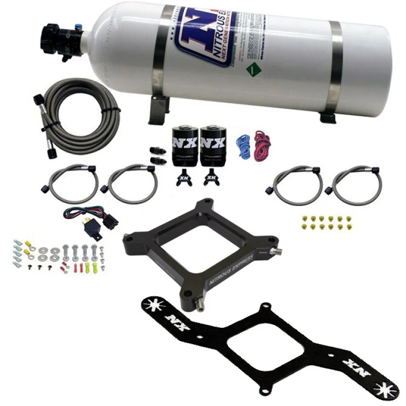 Nitrous Express 4150 Assassin Plate Stage 6 Nitrous Kit (50-300HP) w/15lb Bottle