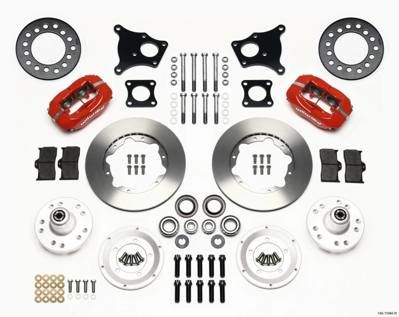 Wilwood Forged Dynalite Vorderrad-Kit 11,00 Zoll Rot AMC 71-76 OE Bremsscheibe ohne Bendix Bremsen