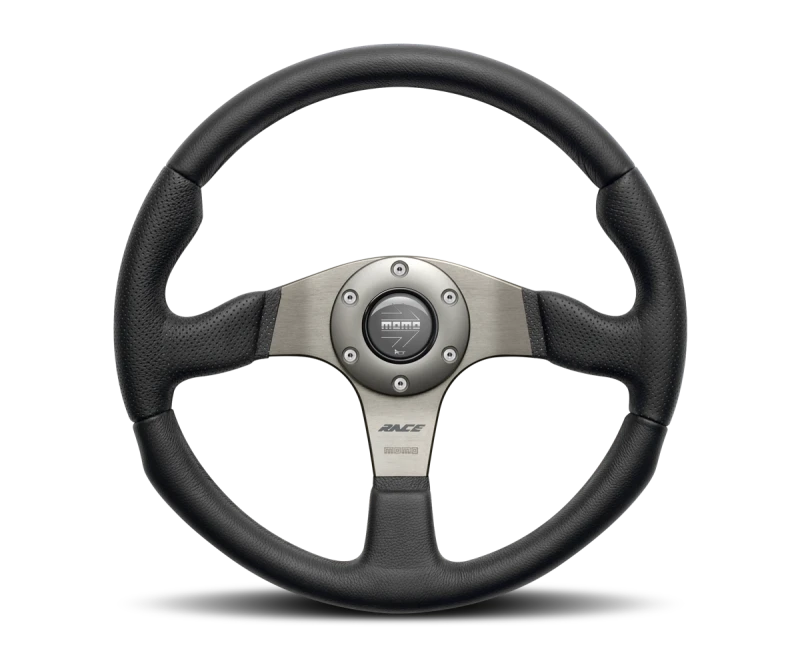 Momo Race Steering Wheel 350 mm - Black Leather/Anth Spokes