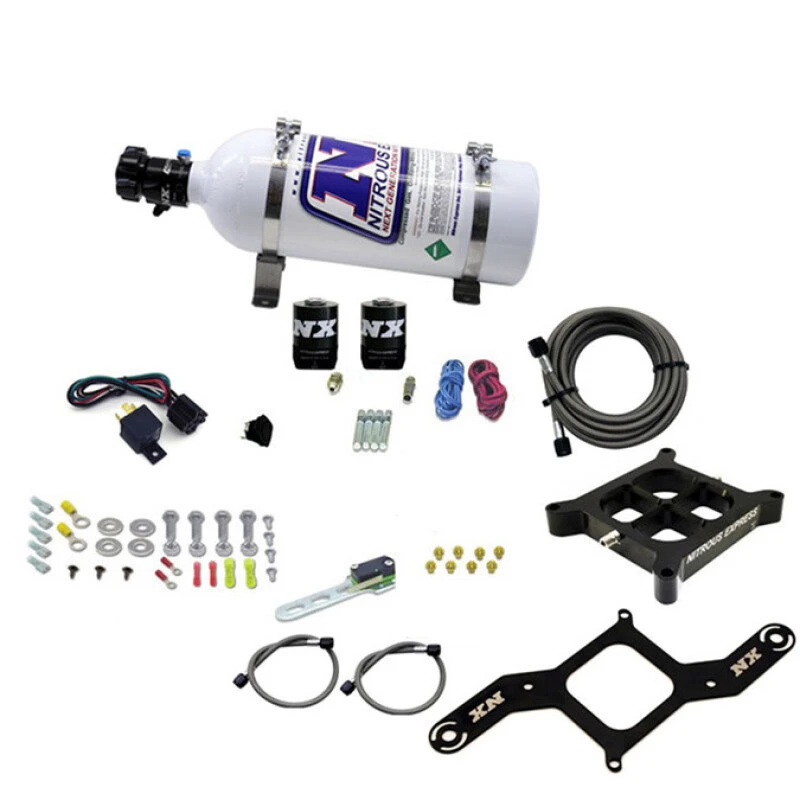 Nitrous Express 4150 Single Entry Billet Crossbar Nitrous Plate Kit (50-300HP) w/5lb Bottle