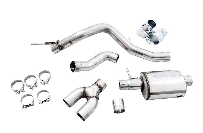 AWE Tuning 2019+ Ford Ranger 0FG Leistungsauspuffanlage mit Chrom-Silber-Tips und Bash-Guard