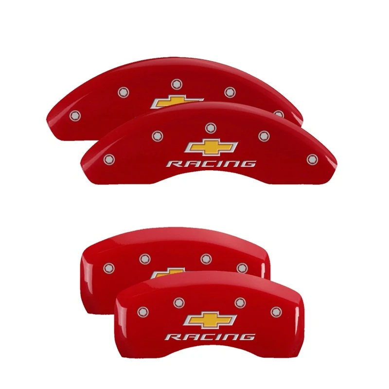 MGP 4 Bremssattel-Abdeckungen Graviert V & H Chevy Racing Rot Finish Silber Char 2019 Chevrolet Bolt EV