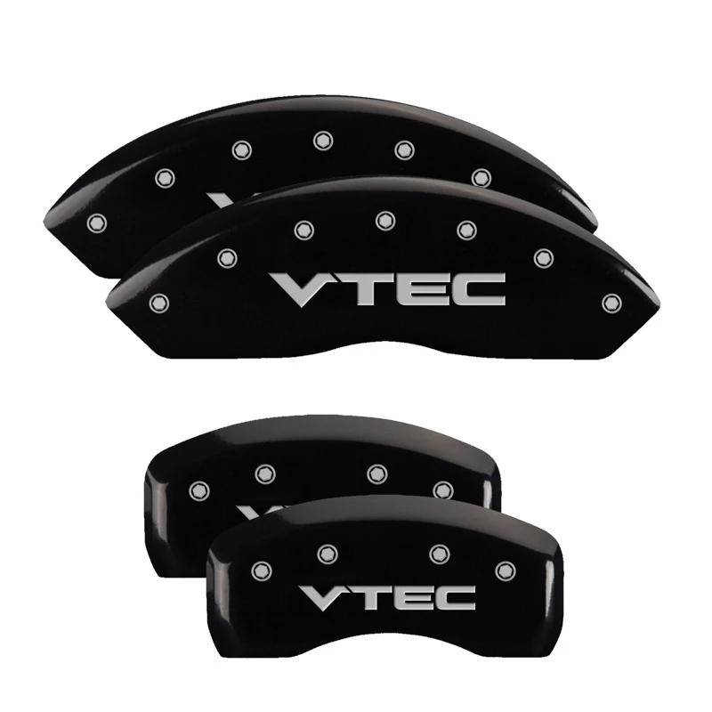MGP 4 Bremse Caliper Abdeckungen Graviert Vorne & Hinten Vtech Schwarz finish Silber ch
