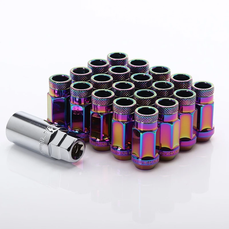JR Stahl Lug Nuts Radmuttern für for Honda for Mitsubishi for Mazda for Toyota M12x1.5 Neo Chrome offen