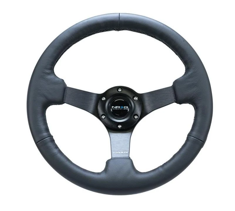 NRG Reinforced Steering Wheel (330mm/ 3in. Deep) Sport Leather Racing