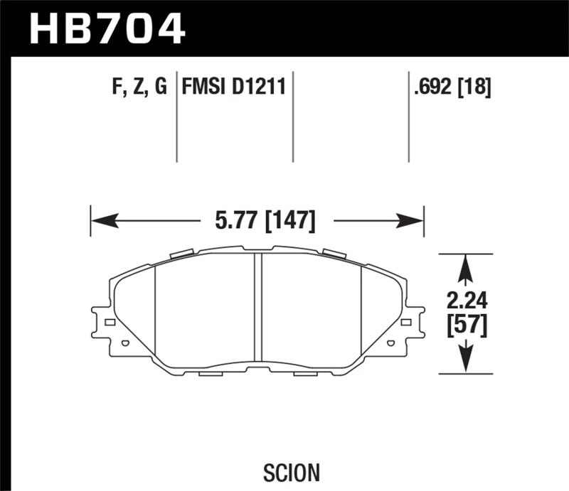 Hawk 09-10 Pontiac Vibe 2.4L / 11-12 Scion tC HPS Vordere Straßenbremsbeläge