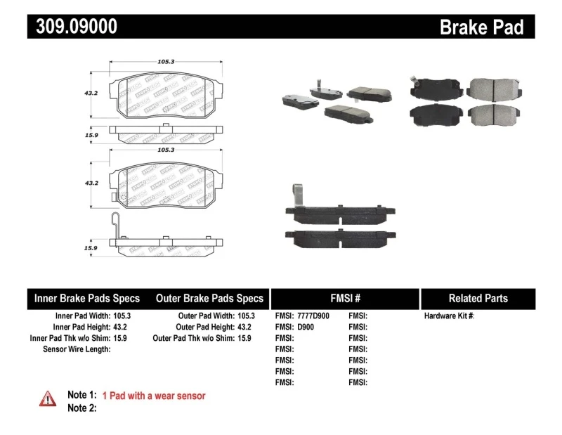 stoptech_309.09000-6794ede152d7f StopTech Performance 11/00-02 Infiniti G20/10/00-04 I30/I35 Rear Brake Pads